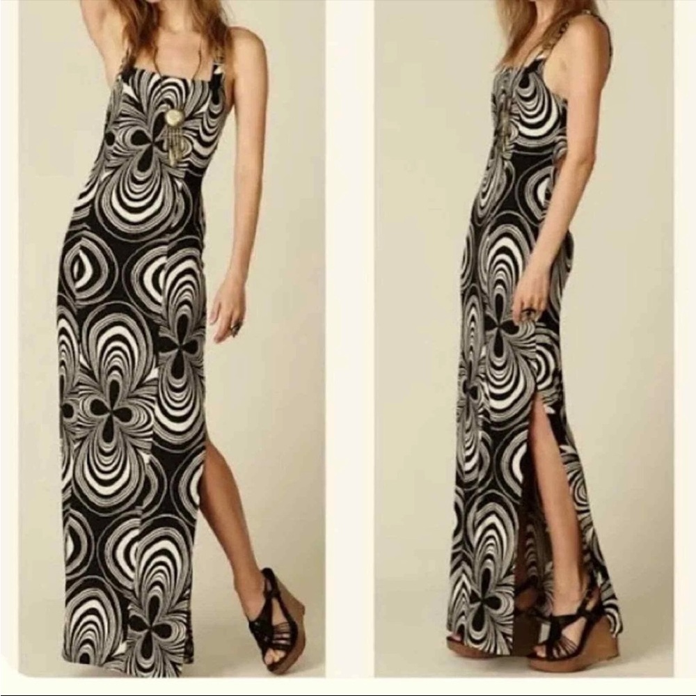 Free People Black and White Geometric Print Maxi Dress